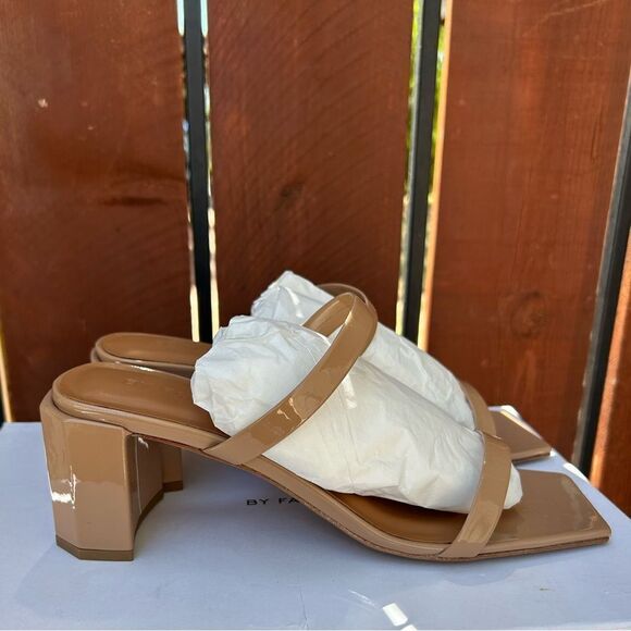 BY FAR Tanya Patent Leather Nude Mule Heel NIB - Picture 2 of 15